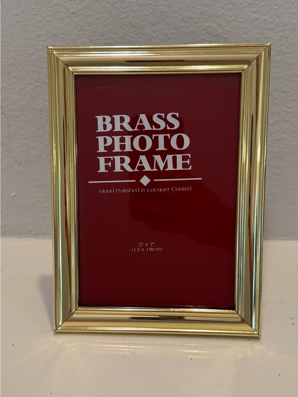 Vintage Brass 5x7 Picture Frame w/ Blue Velvet Backing & Easel